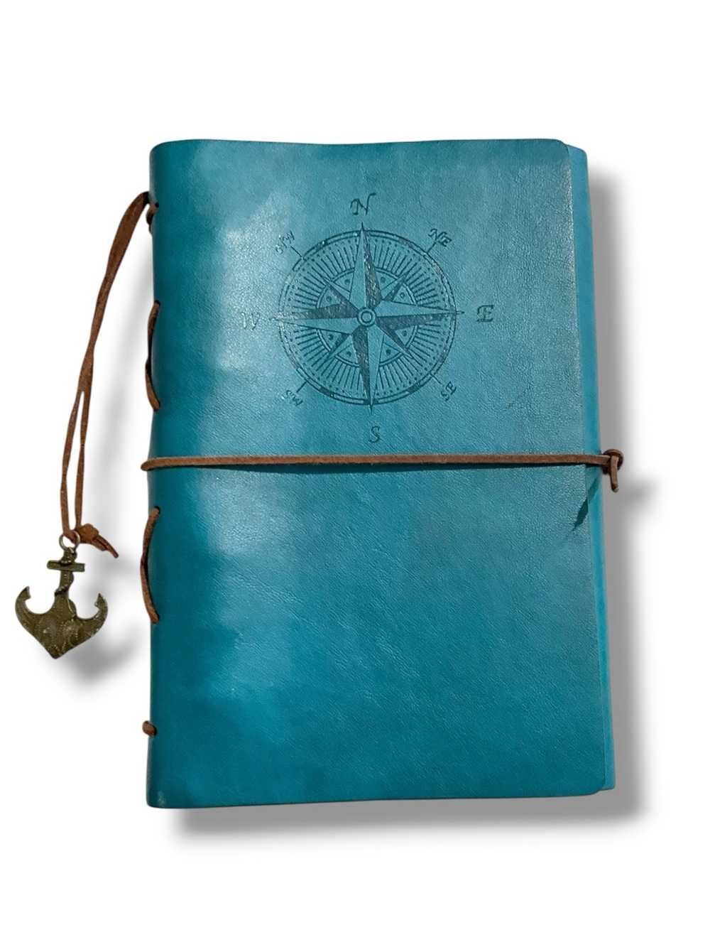 Maleden Blue Leather Journal Notebook Spiral Bound Refillable Compass Nautical